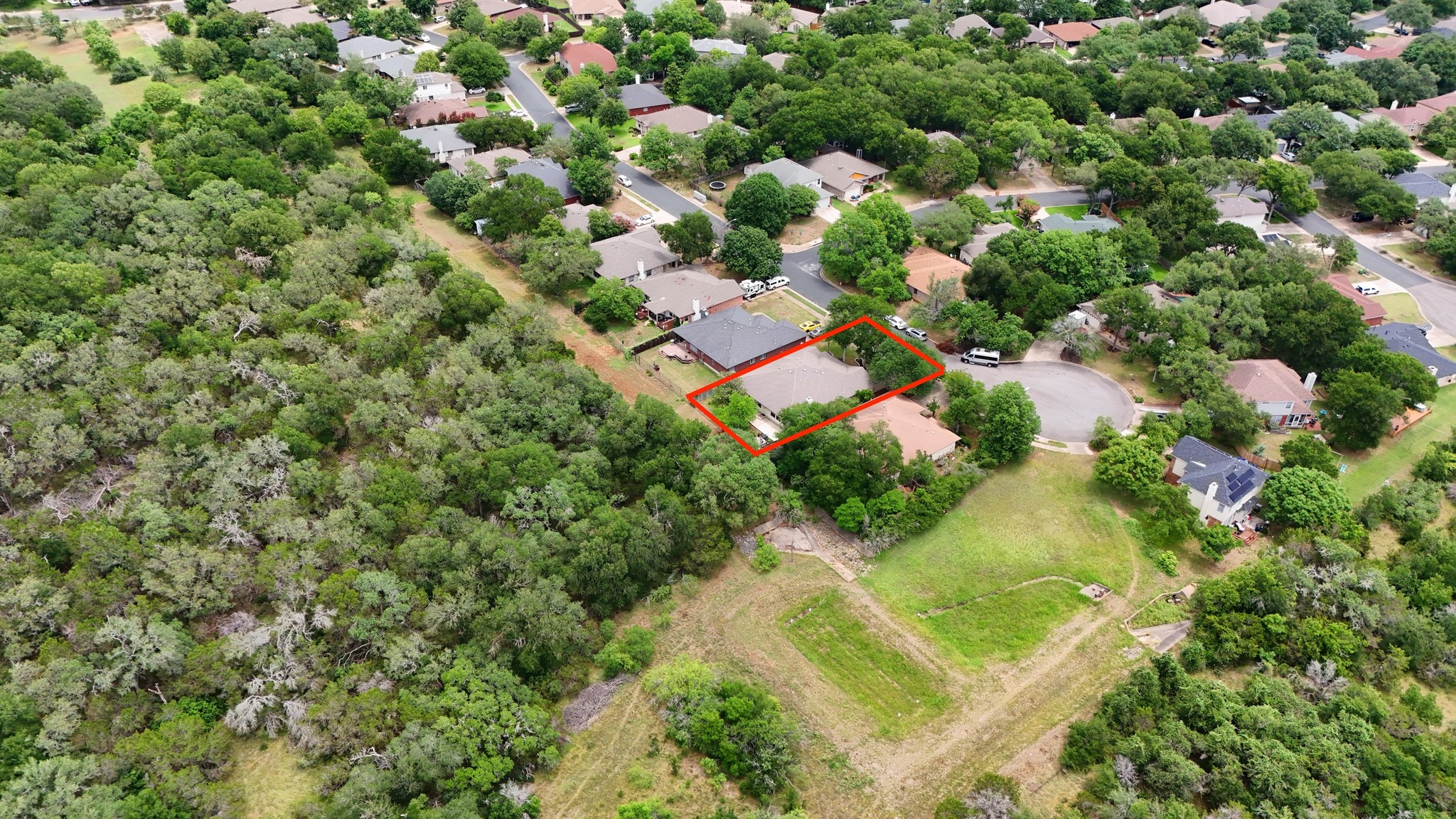 9602 Tea Rose Trail Austin, TX 78748 - Photo 27 of 27 Aerial perspective of suburban area featuring property boundaries highlighted