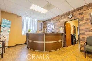 a room with wooden cabinet