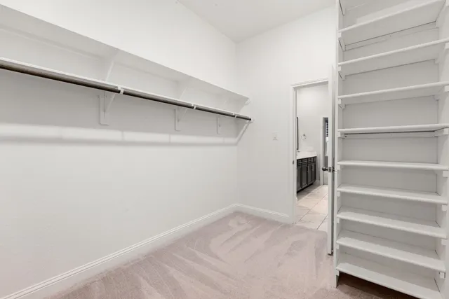 a view of walk in closet with empty racks