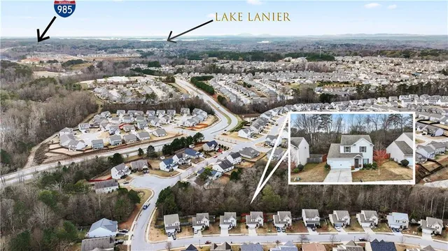 an aerial view of multiple house