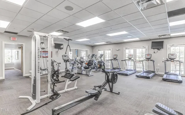 a view of a room with gym equipment