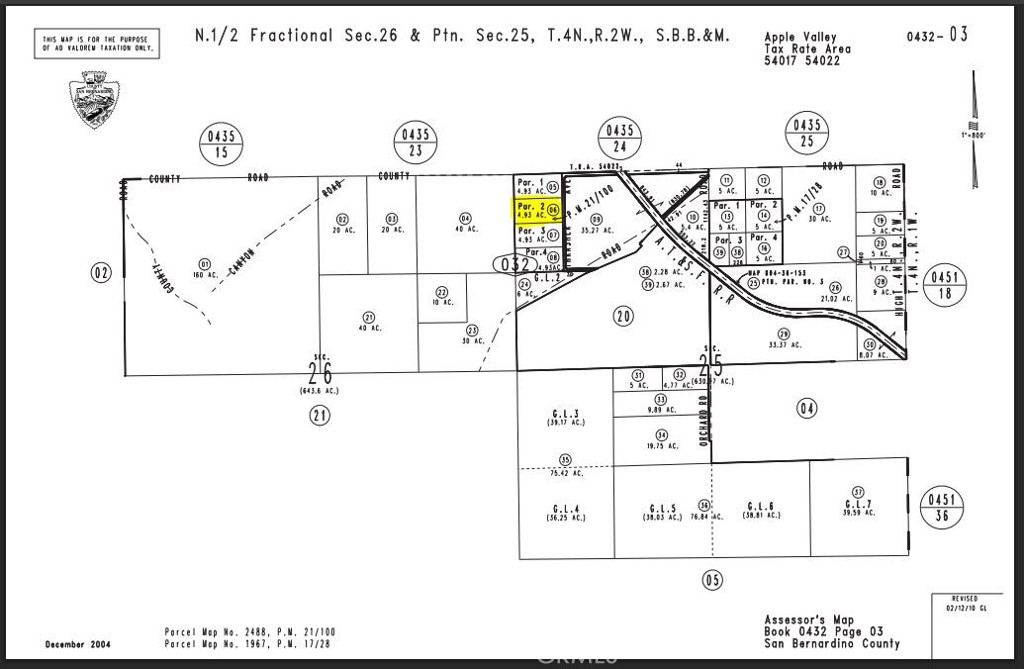 0 Joshua Parcel Road, Unit 43203206 Apple Valley, CA 92308 - Photo 8 of 8 assessor's map