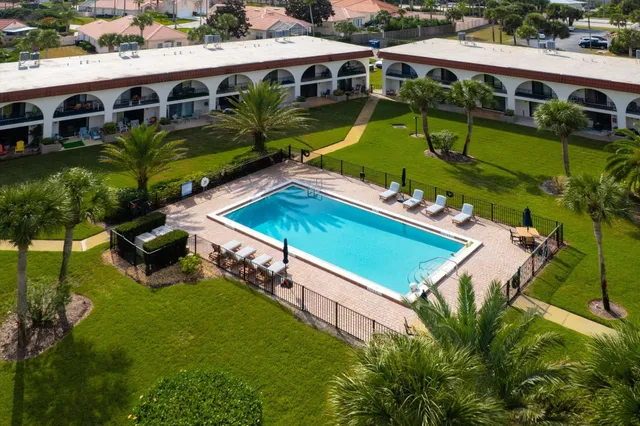 an aerial view of swimming pool