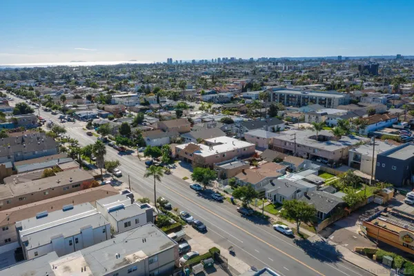 an aerial view of a city