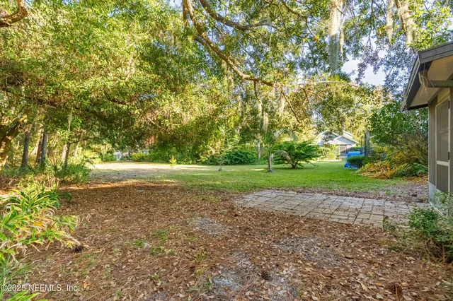 a view of a field with trees