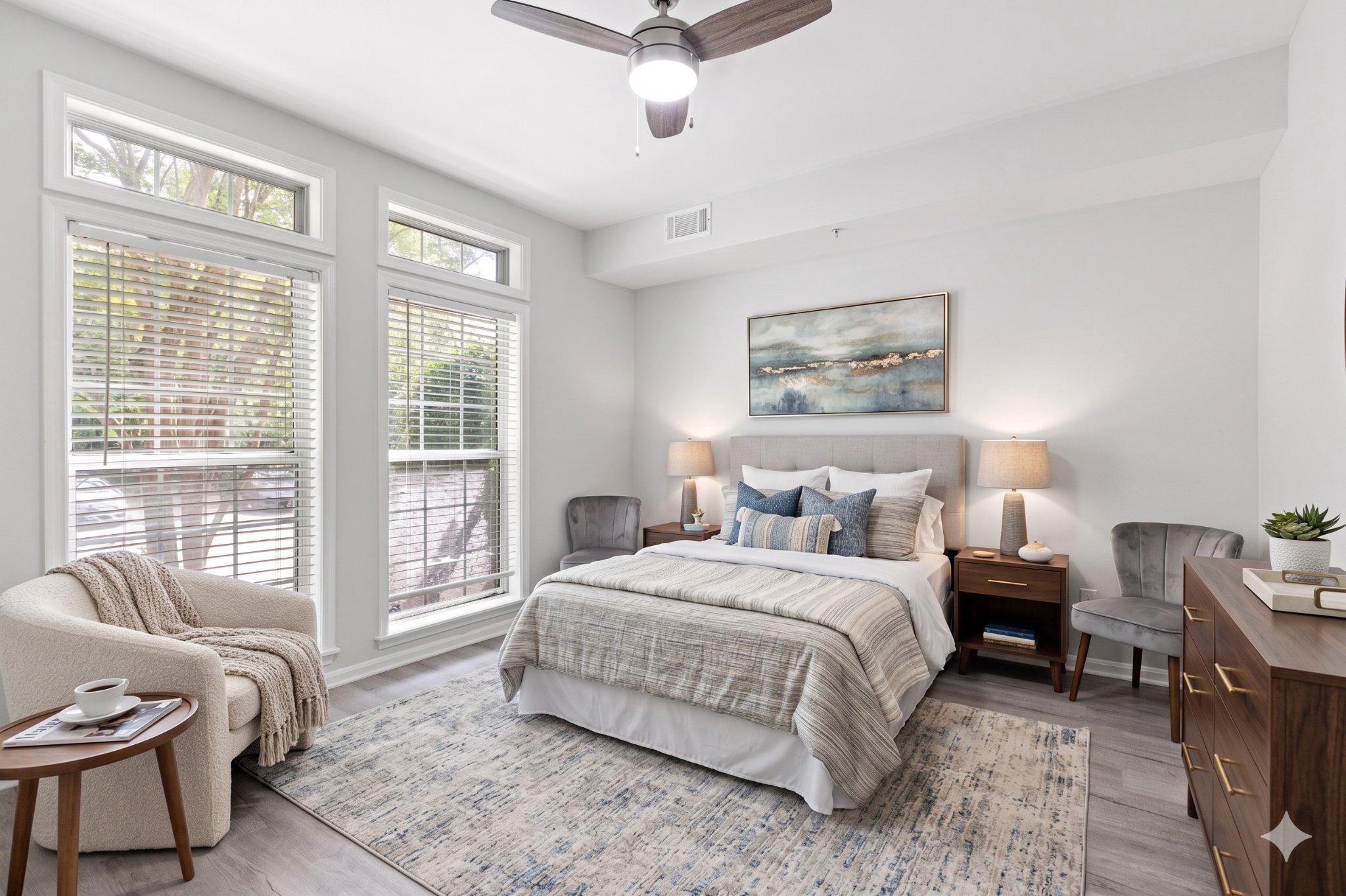 1318 Garden Wall Circle, Unit 213 Reston, VA 20194 - Photo 13 of 22 Serene bedroom with natural light. AI staged