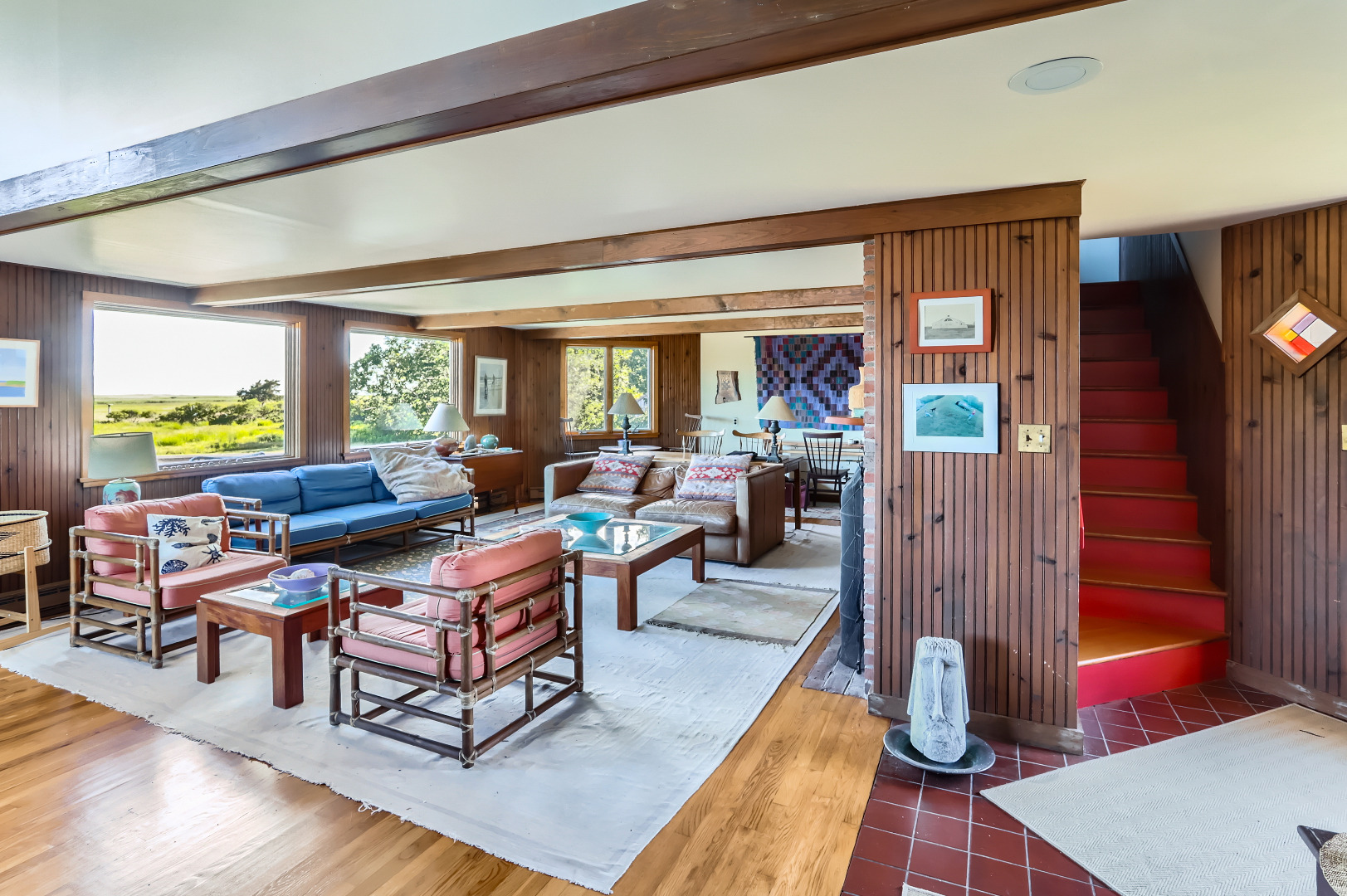 38 Black Point Road Chilmark, MA 02535 - Photo 15 of 38 a living room with fireplace furniture and a large window