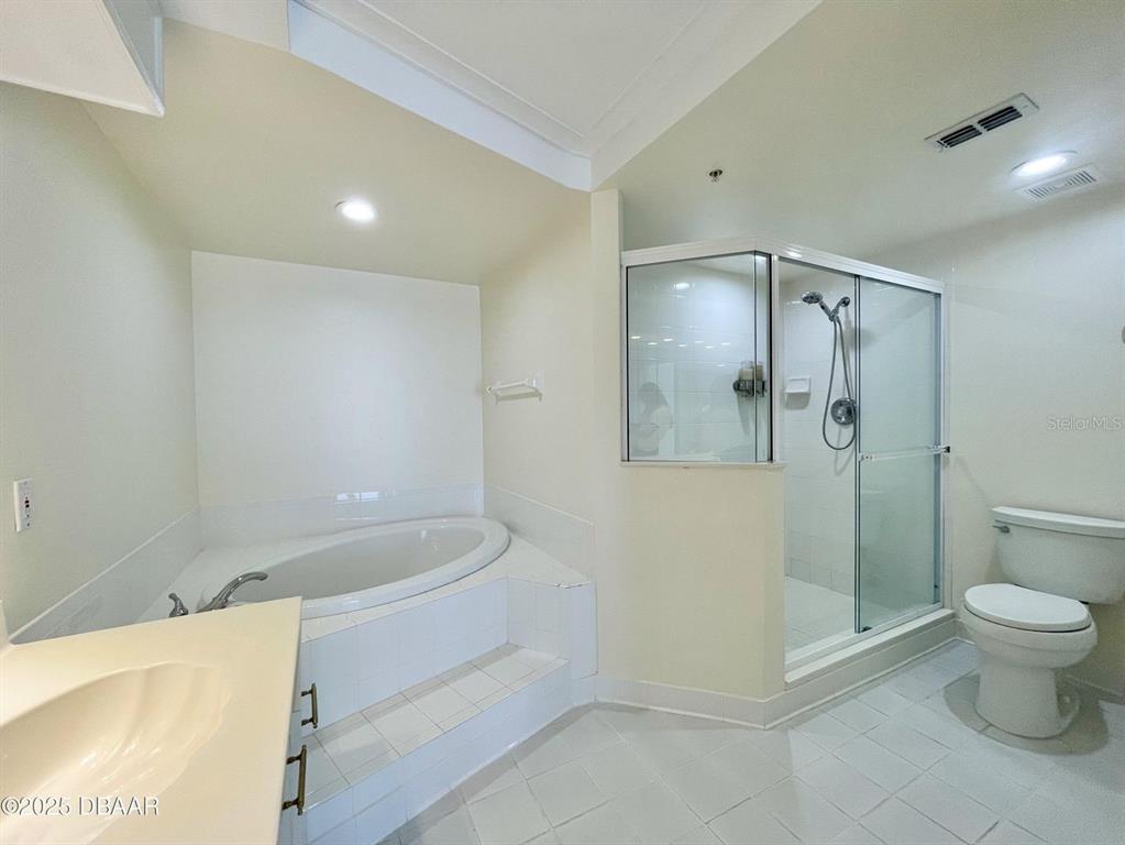 4575 South Atlantic Avenue, Unit 6203 Ponce Inlet, FL 32127 - Photo 12 of 34 a bathroom with a tub a toilet and a shower