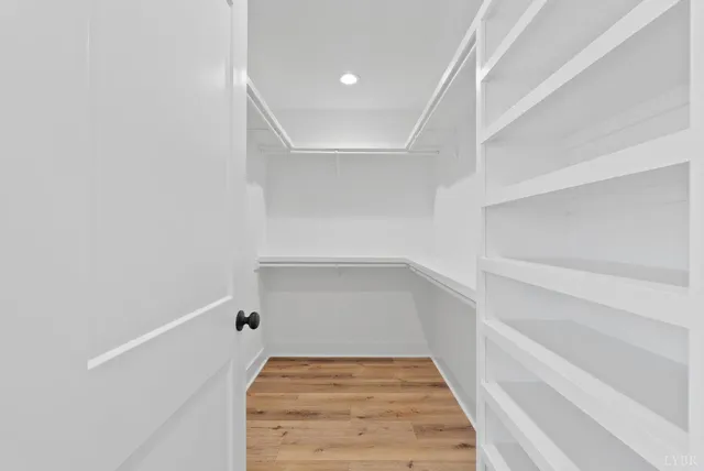 a view of an empty walk in closet