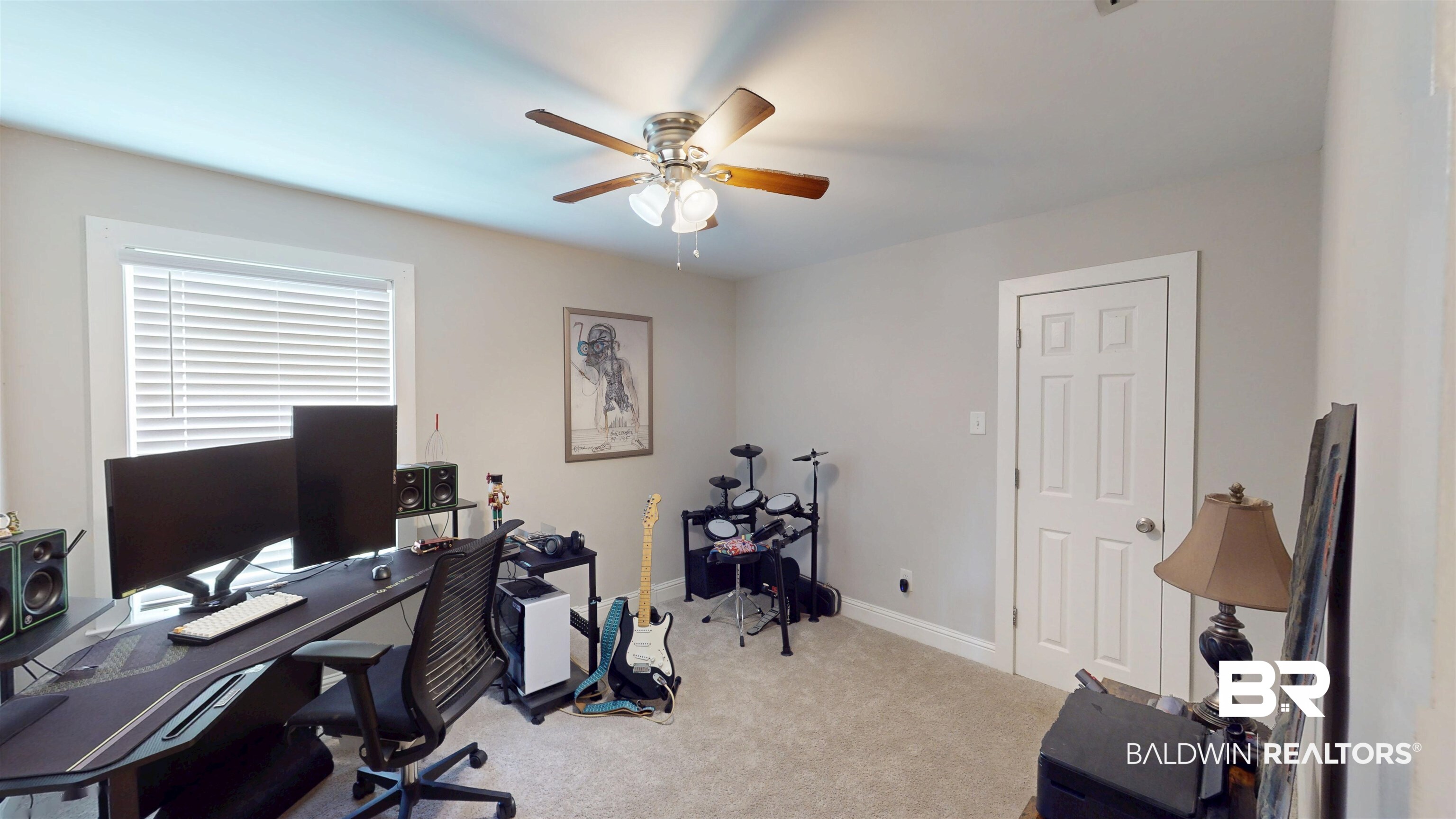 51 Bishop Lane South Mobile, AL 36608 - Photo 16 of 19 Office with light carpet and ceiling fan
