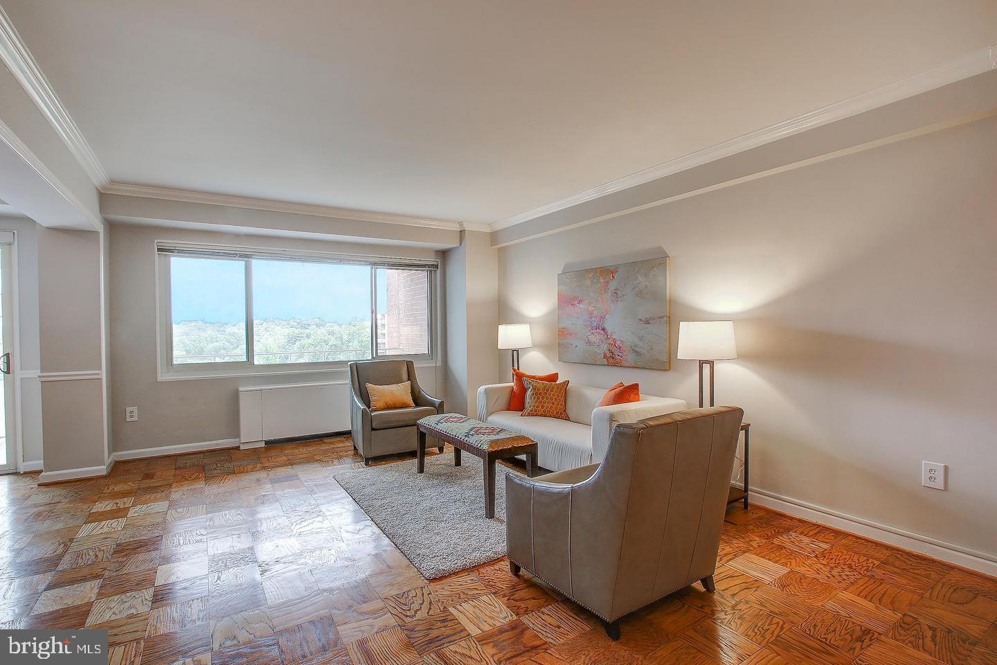 4201 Cathedral Avenue Northwest, Unit 1223E Washington, DC 20016 - Photo 11 of 26 a living room with furniture and a window