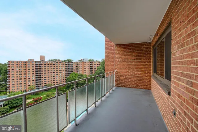 a balcony with city view
