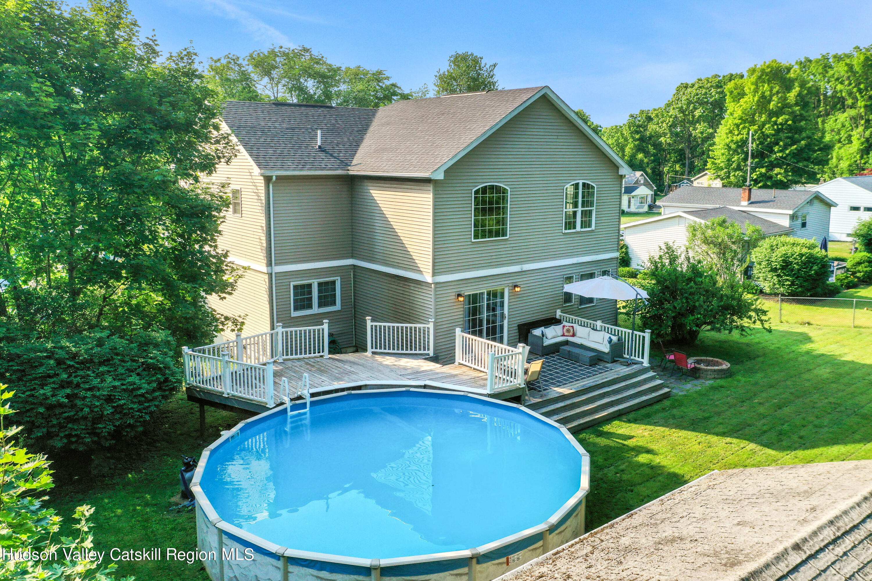 187 Russell Road Hurley, NY 12443 - Photo 30 of 33 a view of a house with pool backyard and trees