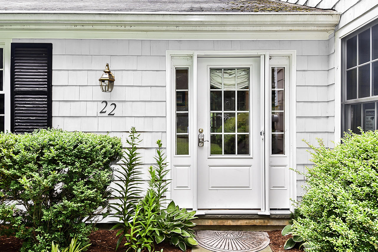 22 Country Club Road New Canaan, CT 06840 - Photo 45 of 47 a view of front door and potted plants