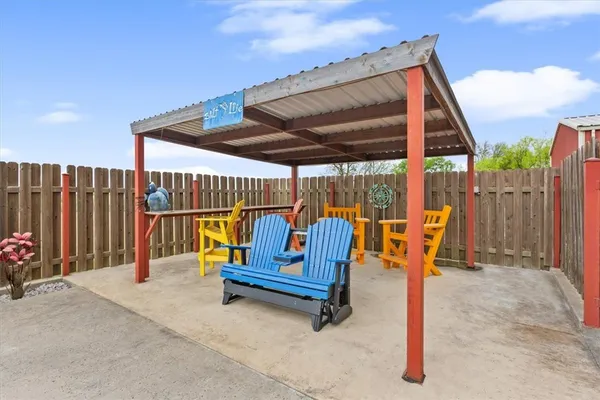 a view of outdoor space with seating