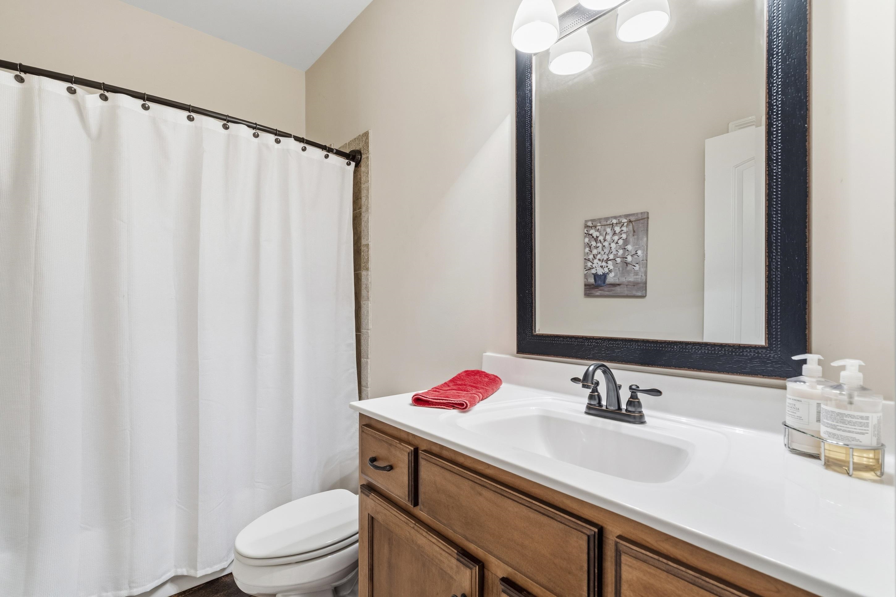 1795 Gaines Road Hernando, MS 38632 - Photo 18 of 40 a bathroom with a sink vanity mirror and a toilet
