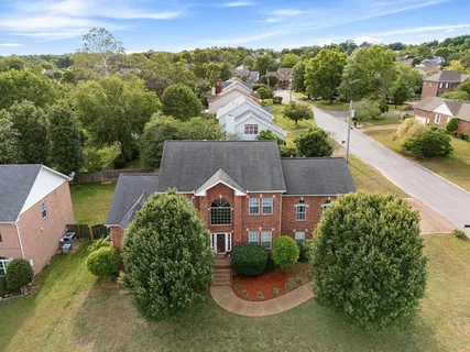 an aerial view of a house