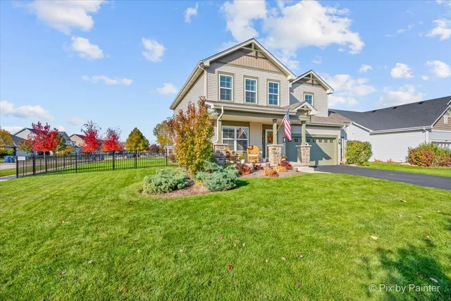 a front view of a house with patio