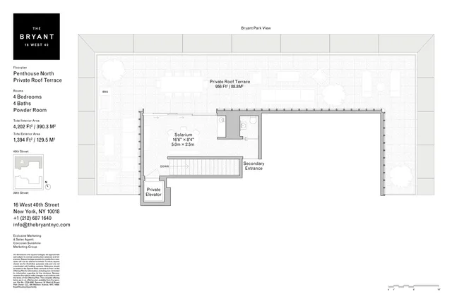 $18,500,000 | 16 West 40th Street, Unit PHN | Bryant Park