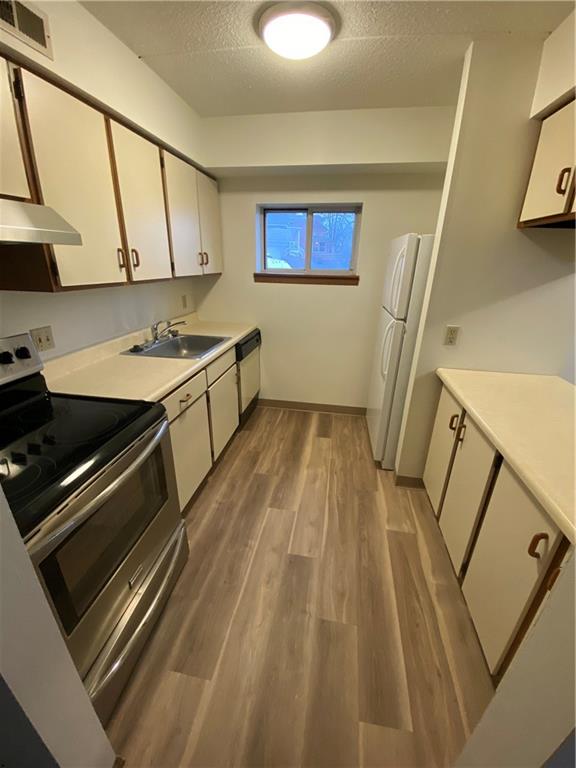 401-407 Freeport Road Pittsburgh, PA 15238 - Photo 17 of 25 a kitchen with a sink a stove top oven cabinetry and a wooden floor