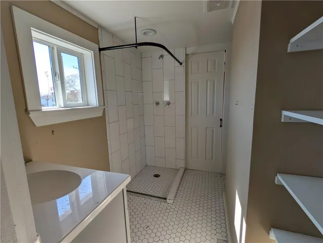 an empty room with windows