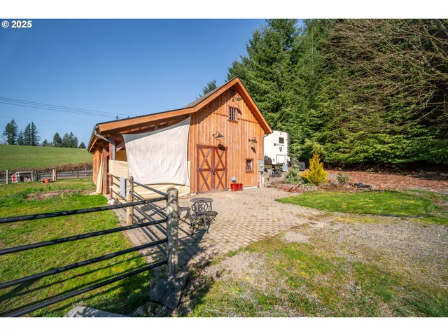a backyard of a house with lots of green space