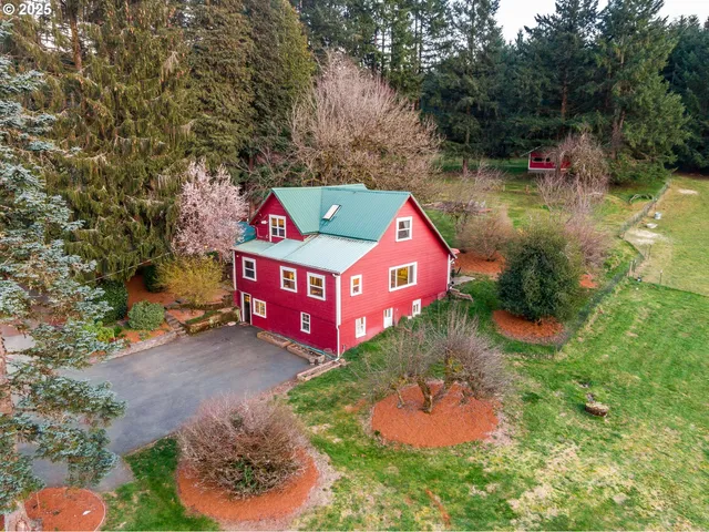 an aerial view of a house