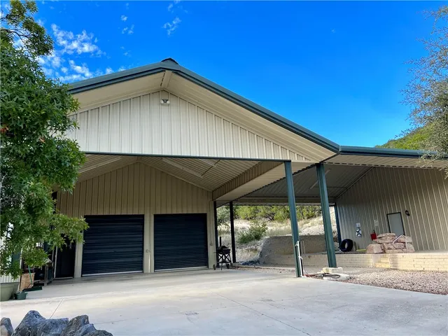 a view of a swimming pool and mountain view