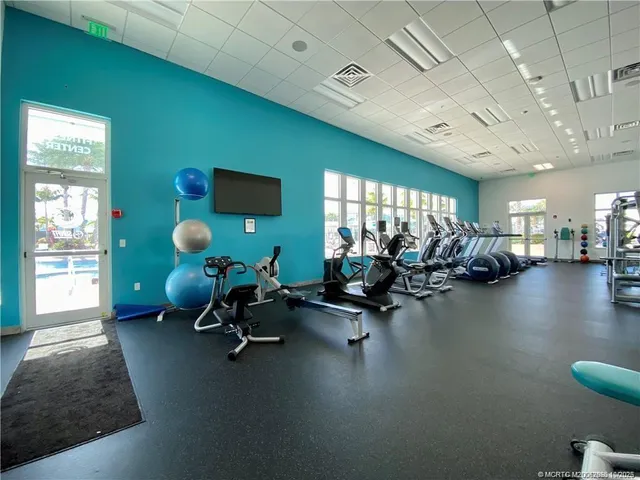 a view of a room with gym equipment