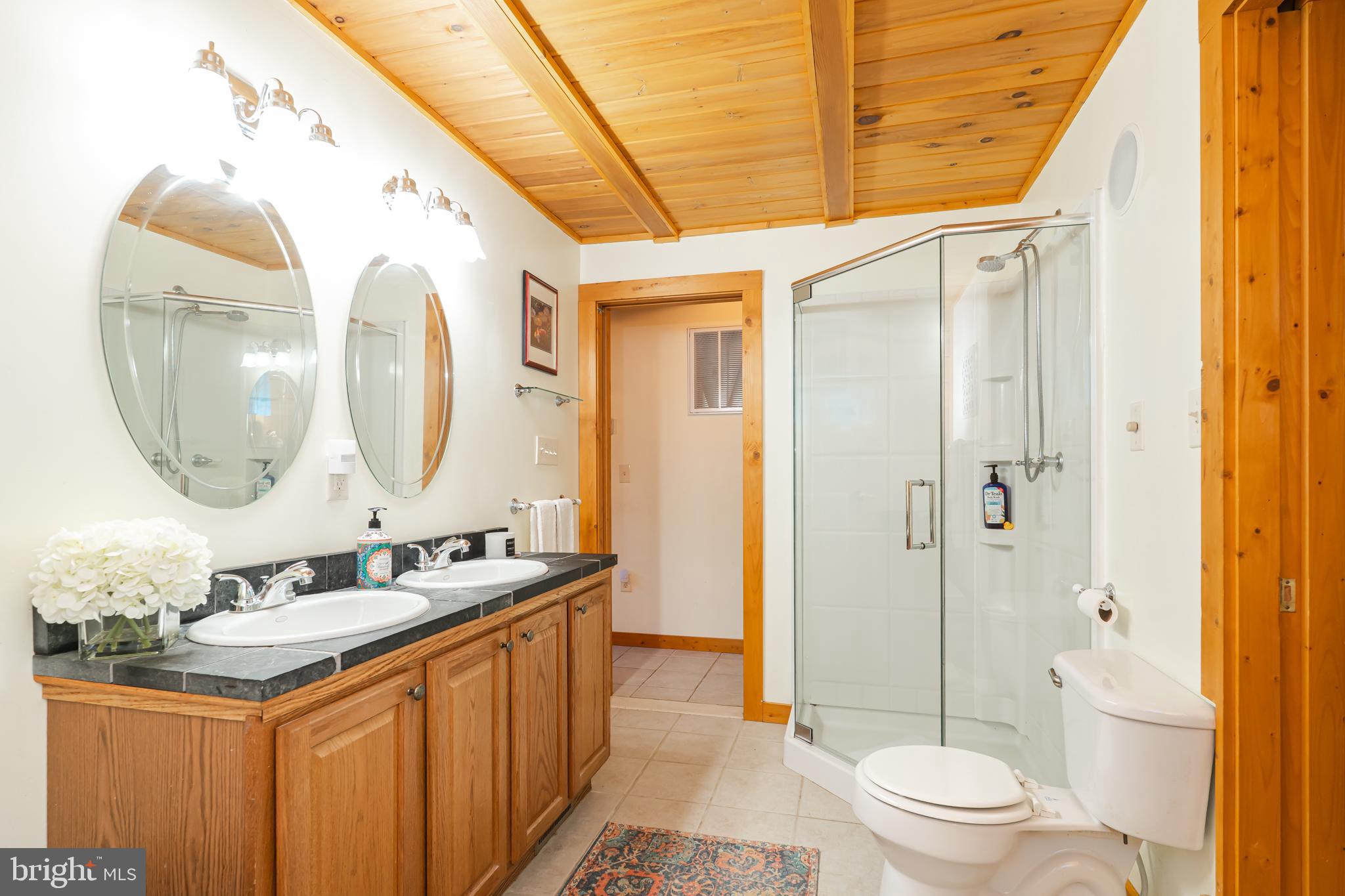 82 Sabrina Lane Gerrardstown, WV 25420 - Photo 45 of 104 a bathroom with a double vanity sink toilet mirror and shower