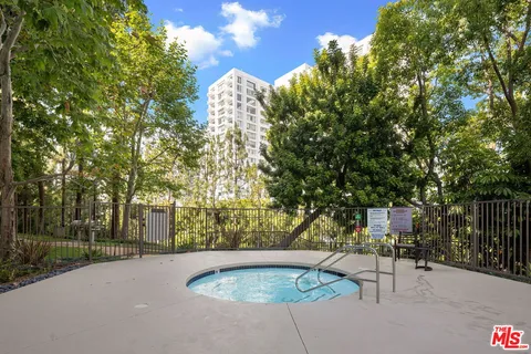 a garden view with a seating space