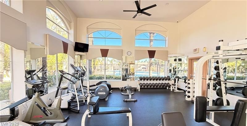 2050 West Warm Springs Road, Unit 2422 Henderson, NV 89014 - Photo 42 of 44 This spacious fitness center features high ceilings and ample natural light, perfect for invigorating workouts.