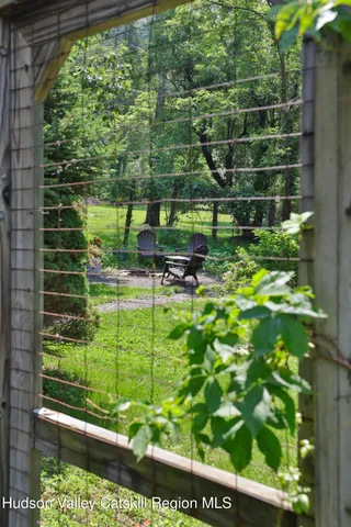 a view of a lush green space