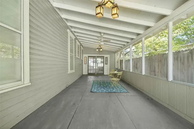 a view of porch with seating space