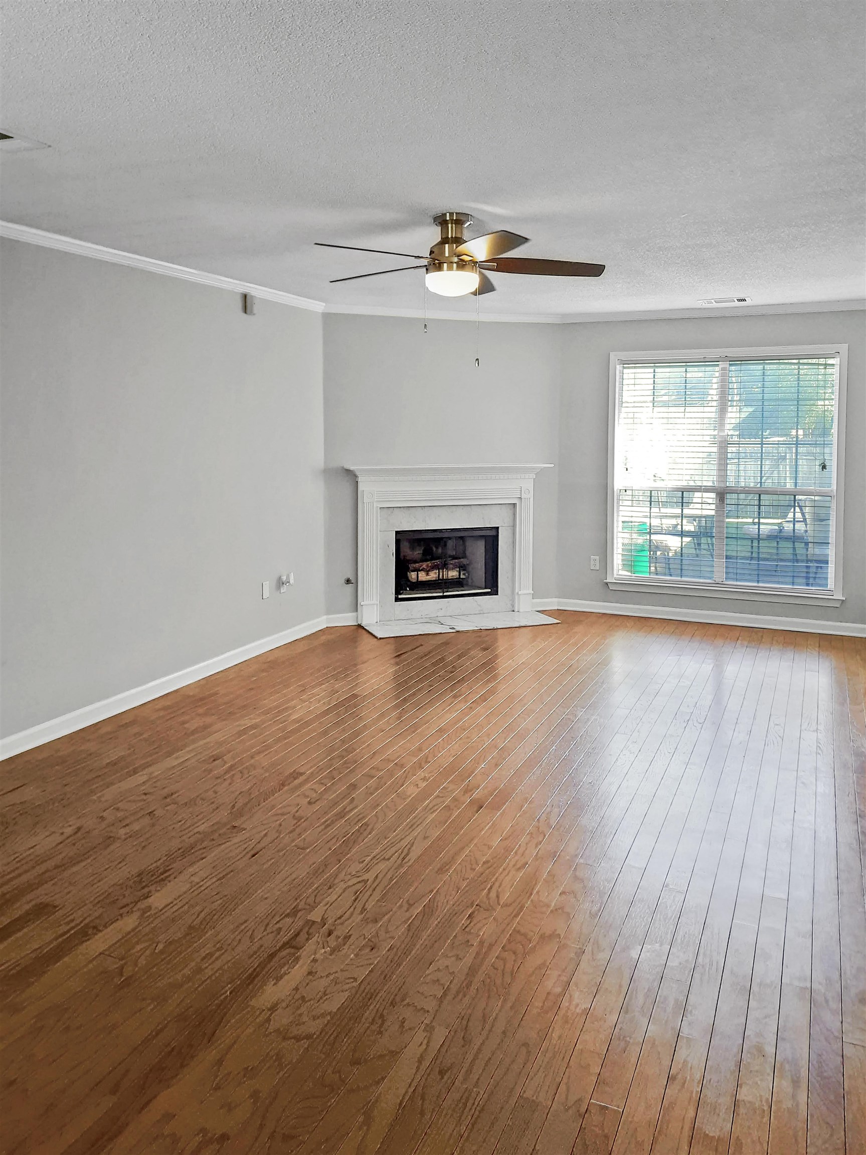 746 North Ericson Road Memphis, TN 38018 - Photo 3 of 17 Living room features hardwood floors, floor-to-ceiling window and gas fireplace.