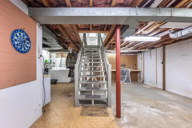 a view of a room with racks on the wall