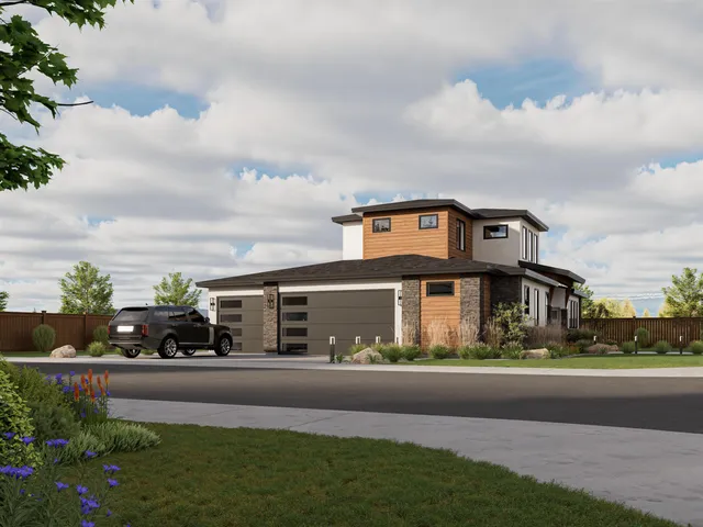 a front view of a house with a garden and pathway