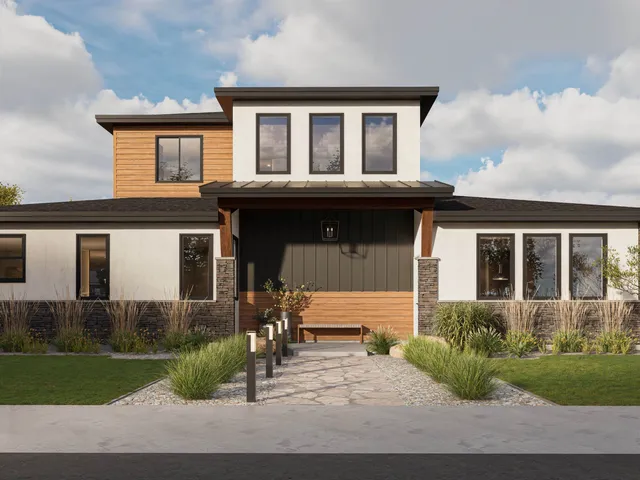 front view of a house with a yard