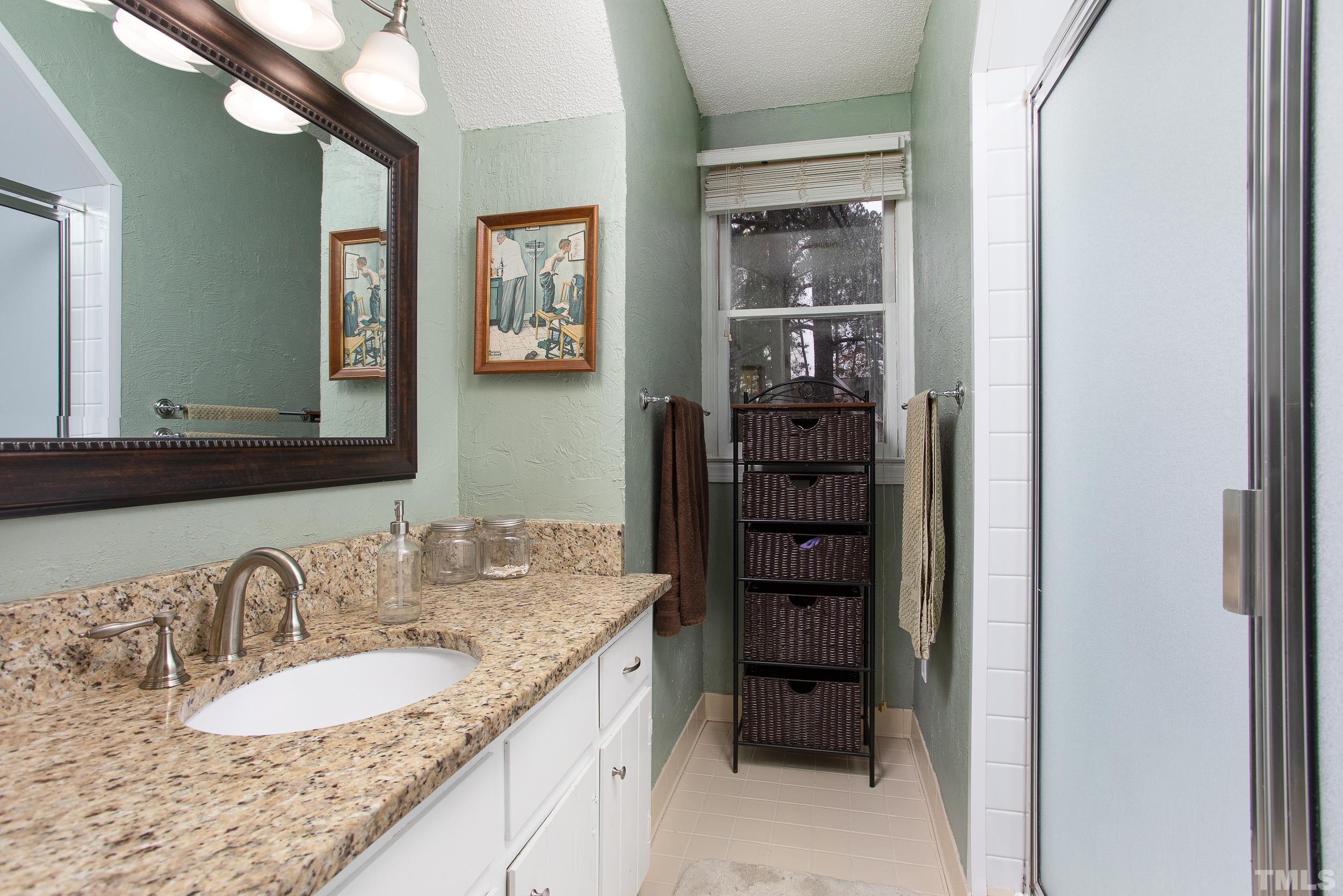2501 Diamondhitch Trail Raleigh, NC 27615 - Photo 17 of 21 a bathroom with a granite countertop sink and a mirror