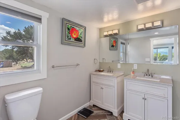 a bathroom with a toilet a sink and mirror