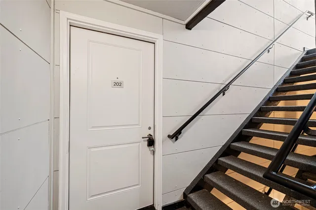 a view of entryway with wooden floor