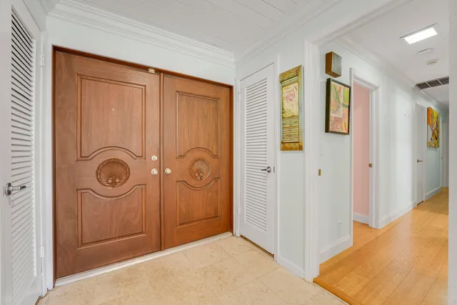 a view of a hallway with elevator