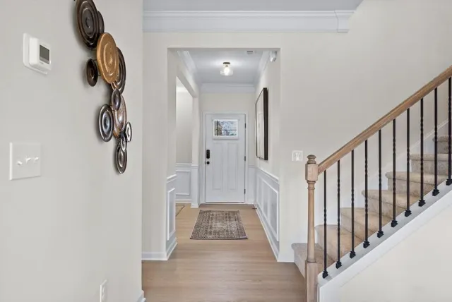 a view of hallway with stairs