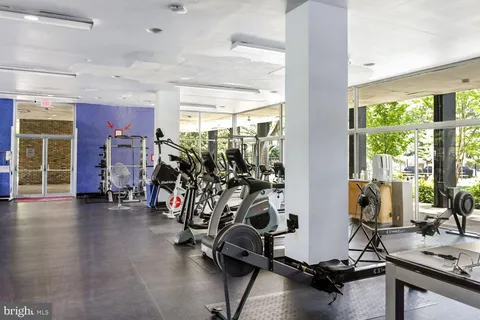 a view of a room with gym equipment