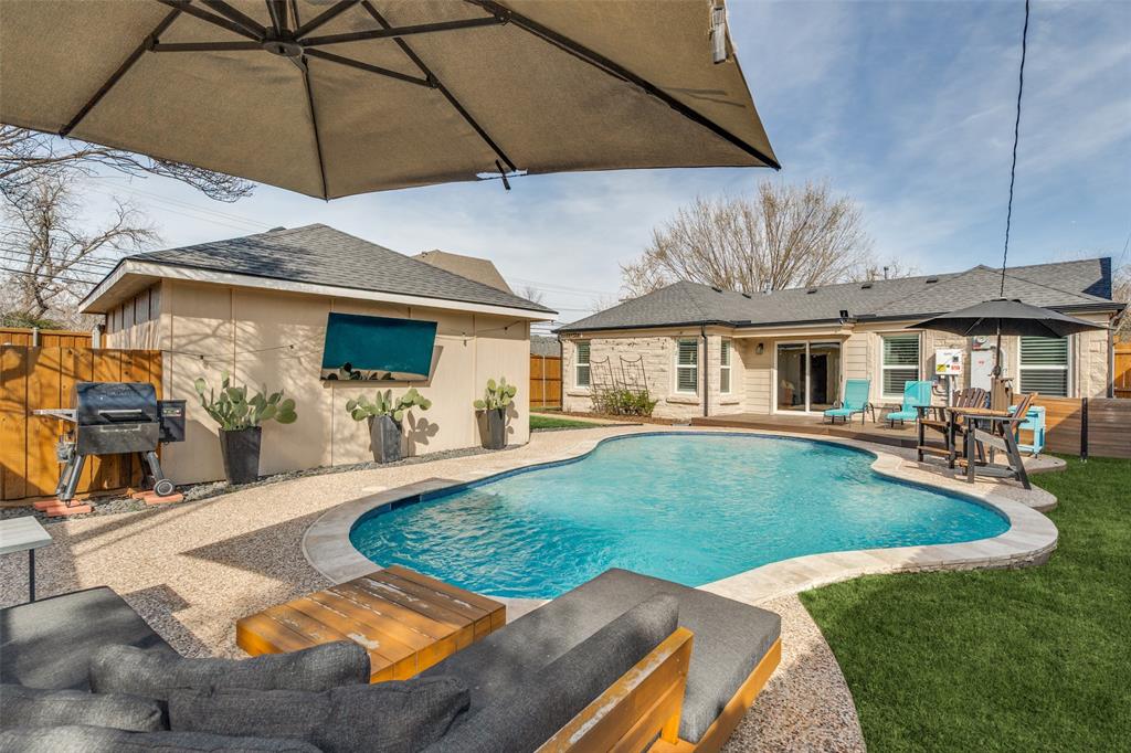 4245 Concho Street Dallas, TX 75206 - Photo 2 of 30 View of pool with a fenced backyard, patio surround, and a grill