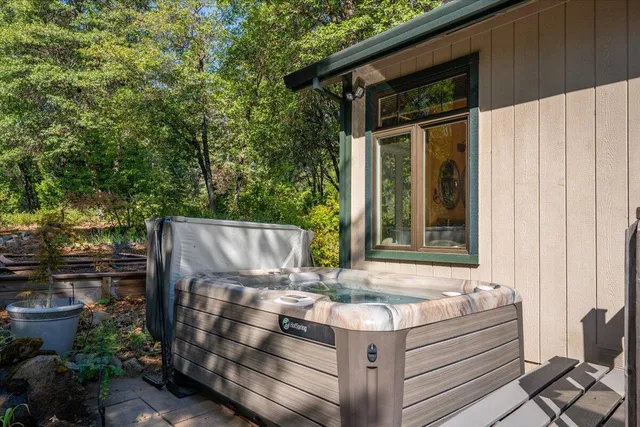 a backyard of a house with lots of green space