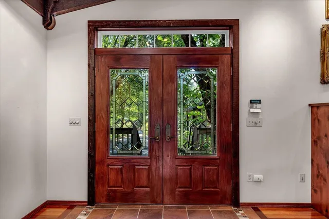 a view of wooden door