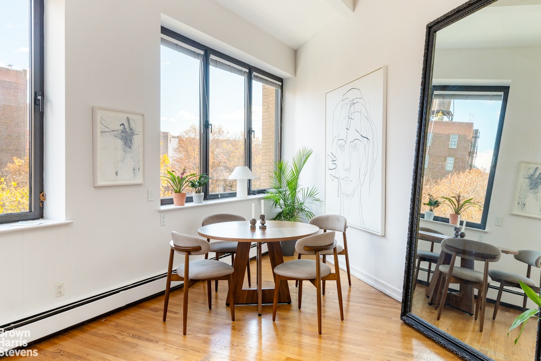 2 Cornelia Street, Unit 404 Manhattan, NY 10014 - Photo 3 of 13 a view of a dining room with furniture window and wooden floor