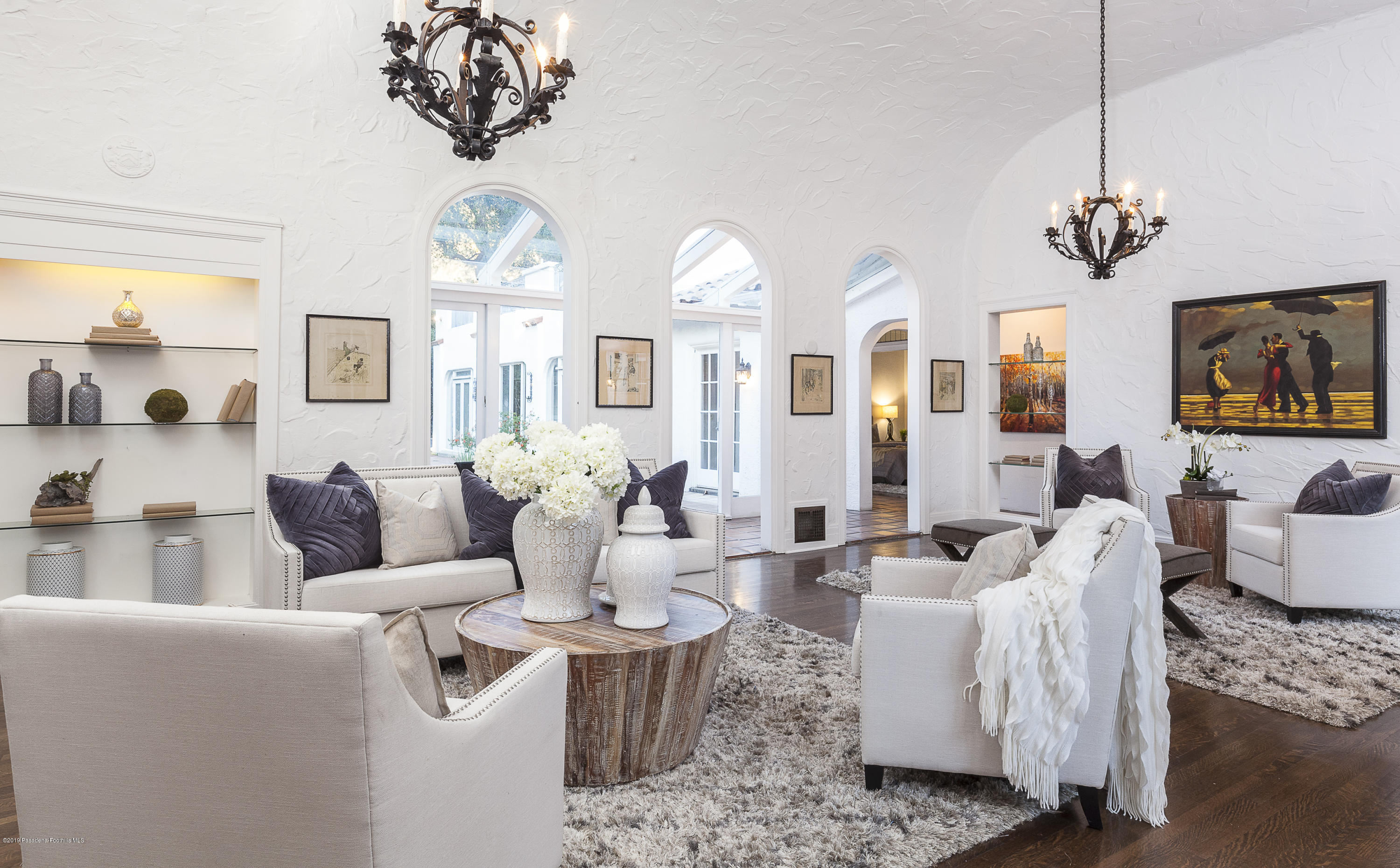 3130 Maiden Lane Altadena, CA 91001 - Photo 11 of 89 a living room with furniture chandelier and view of kitchen