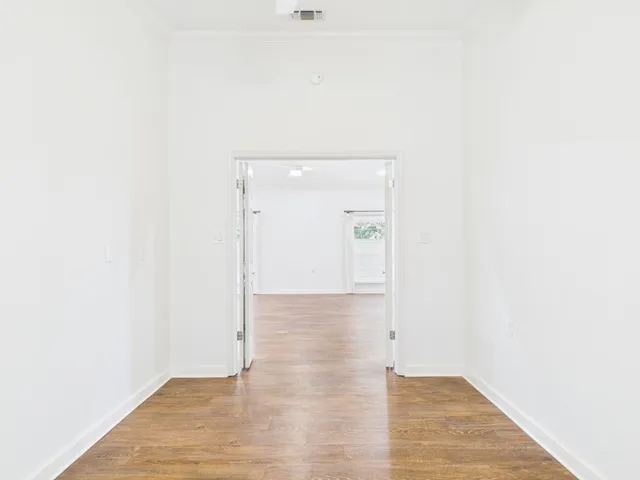 a view of wooden door